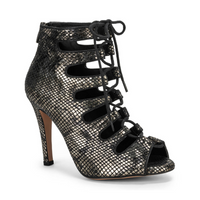 Luciana lace-up Latin dance bootie in metallic snake print
