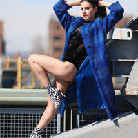 Shabina Snow Leopard Stretch Latin Dance Booties