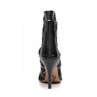 Vegan strappy Black Latin dance ankle booties.
