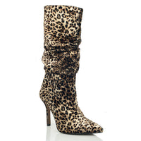 Ruched Latin dance boots with street sole.
