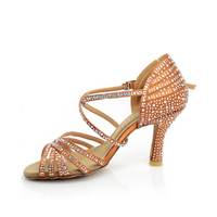 Christalina Rhinestone Performance Latin Dance Shoes with suede sole.