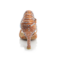 Christalina Rhinestone Performance Latin Dance Shoes with suede sole.