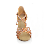 Christalina Rhinestone Performance Latin Dance Shoes with suede sole.