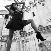 Karla black denim lace-up latin dance booties