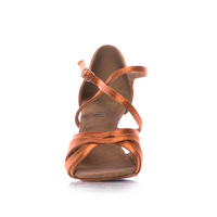 Tan strappy women's Latin dance shoes