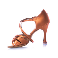 Tan strappy women's Latin dance shoes