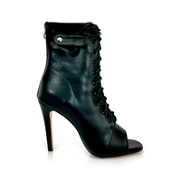 Open toe lace up ankle boots