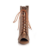 Open toe lace up ankle boots