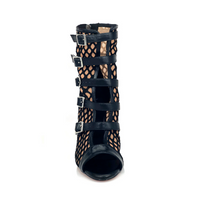 Riley fishnet dance boots with buckle straps