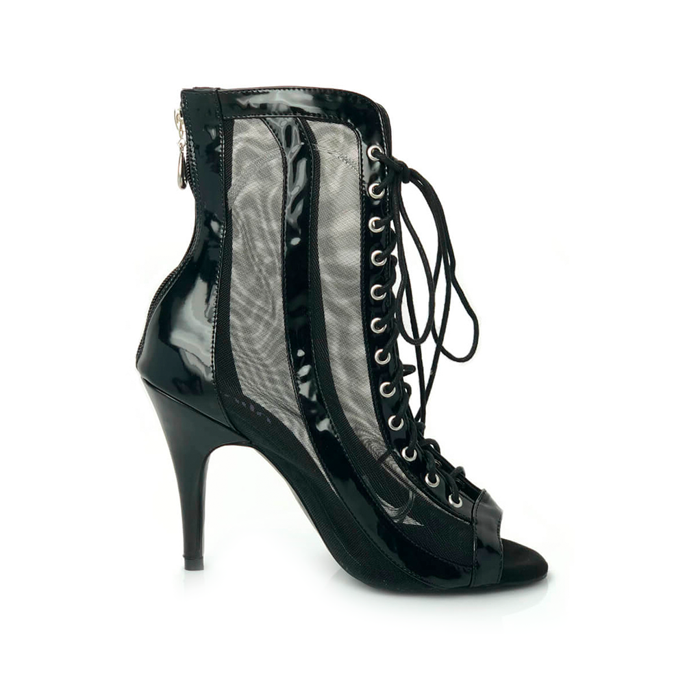 Enkellaarzen voor dames, danslaarzen, met vetersluiting, mesh Enkellaarzen voor dames, danslaarzen, met vetersluiting, mesh