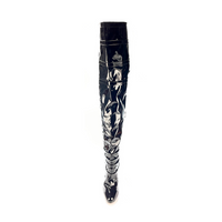 Patent leather thigh high boots with closed toe and high heels
