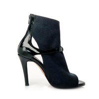 Vegan black suede Latin dance boots with street sole