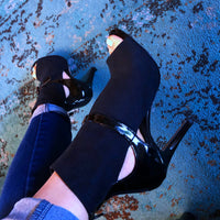Vegan black suede Latin dance boots with street sole