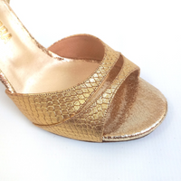 Monica - Textured Gold Argentine Tango Shoes