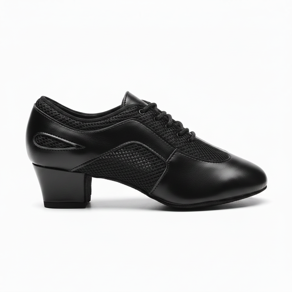 Flex Practice Soft Black Latin Dance Shoes – 1.5'' Heel with Suede Sole
