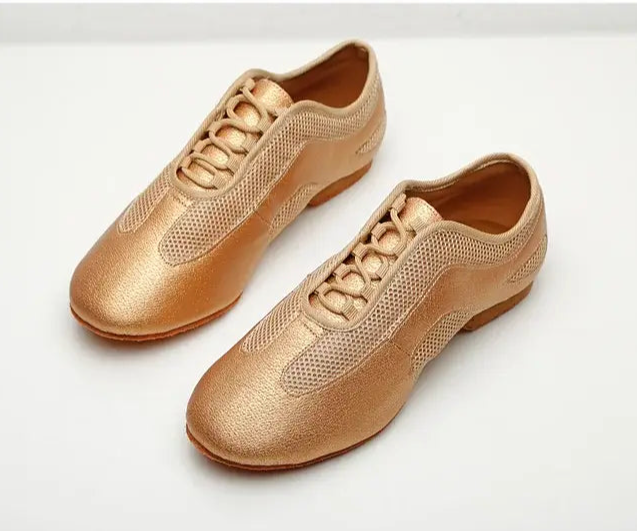 Practice Soft Shoe - Gold 1/2" heel - Ballroom Jazz Latin (Suede Sole)