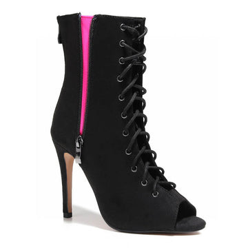 Rude Boy - Vegan By Kiira Harper - Open Toe Lace Up Dance Booties (Street Sole)