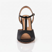 Comme il Faut Black Satin - T-strap Argentine Tango Shoes