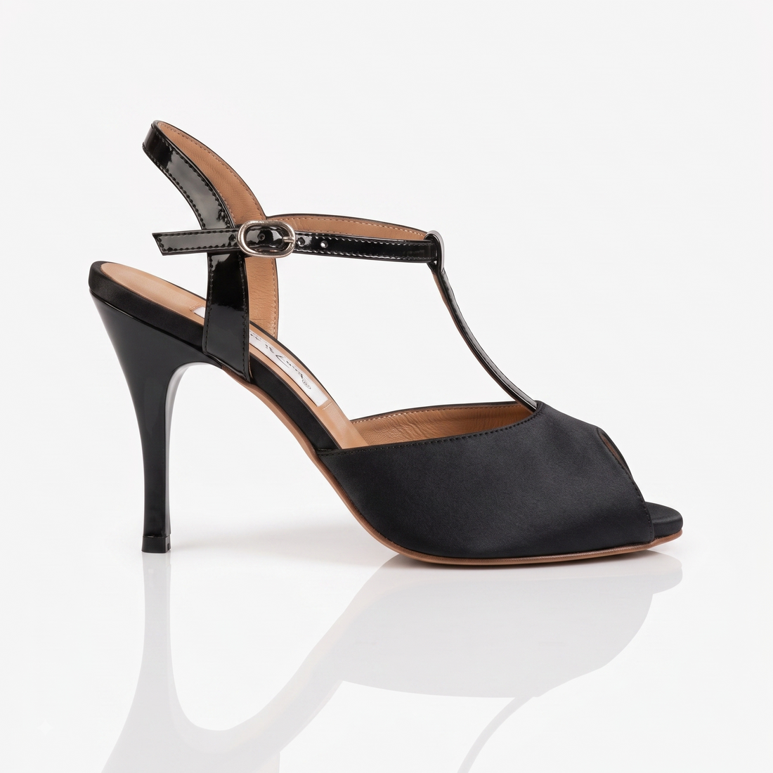Comme il Faut Black Satin - T-strap Argentine Tango Shoes