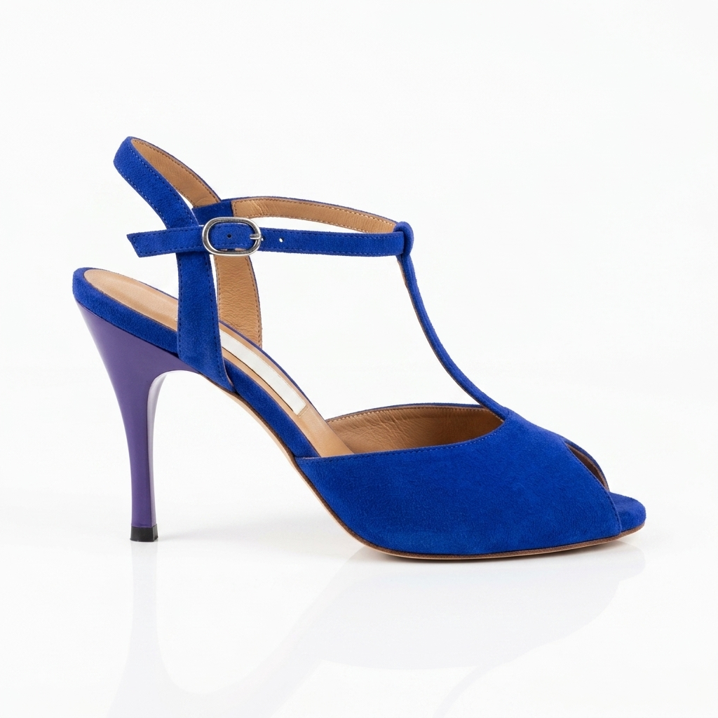 Comme il Faut Blue Suede - T-strap Argentine Tango Shoes