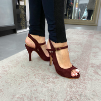 Amatista - Burgundy Suede Tango Dance Shoes (Leather Sole)