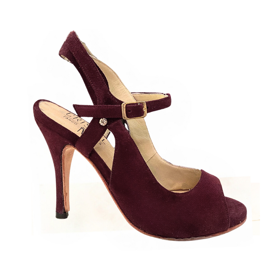 Amatista - Burgundy Suede Tango Dance Shoes (Leather Sole)