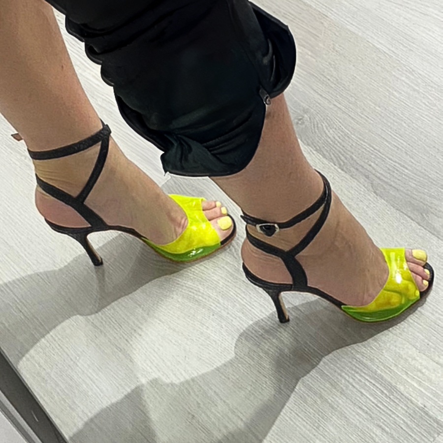 Rubi Neon Green & Black Snake Tango Shoes