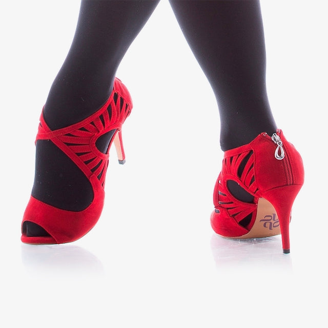 Camila - Faux Suede Open Toe Cutout Stiletto Dance Shoes (Street Sole)