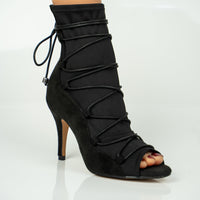 Eva Black lace up latin dance shoes open toe