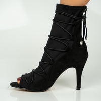 Eva Black lace up latin dance shoes open toe