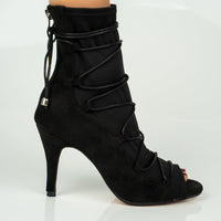 Eva Black lace up latin dance shoes open toe