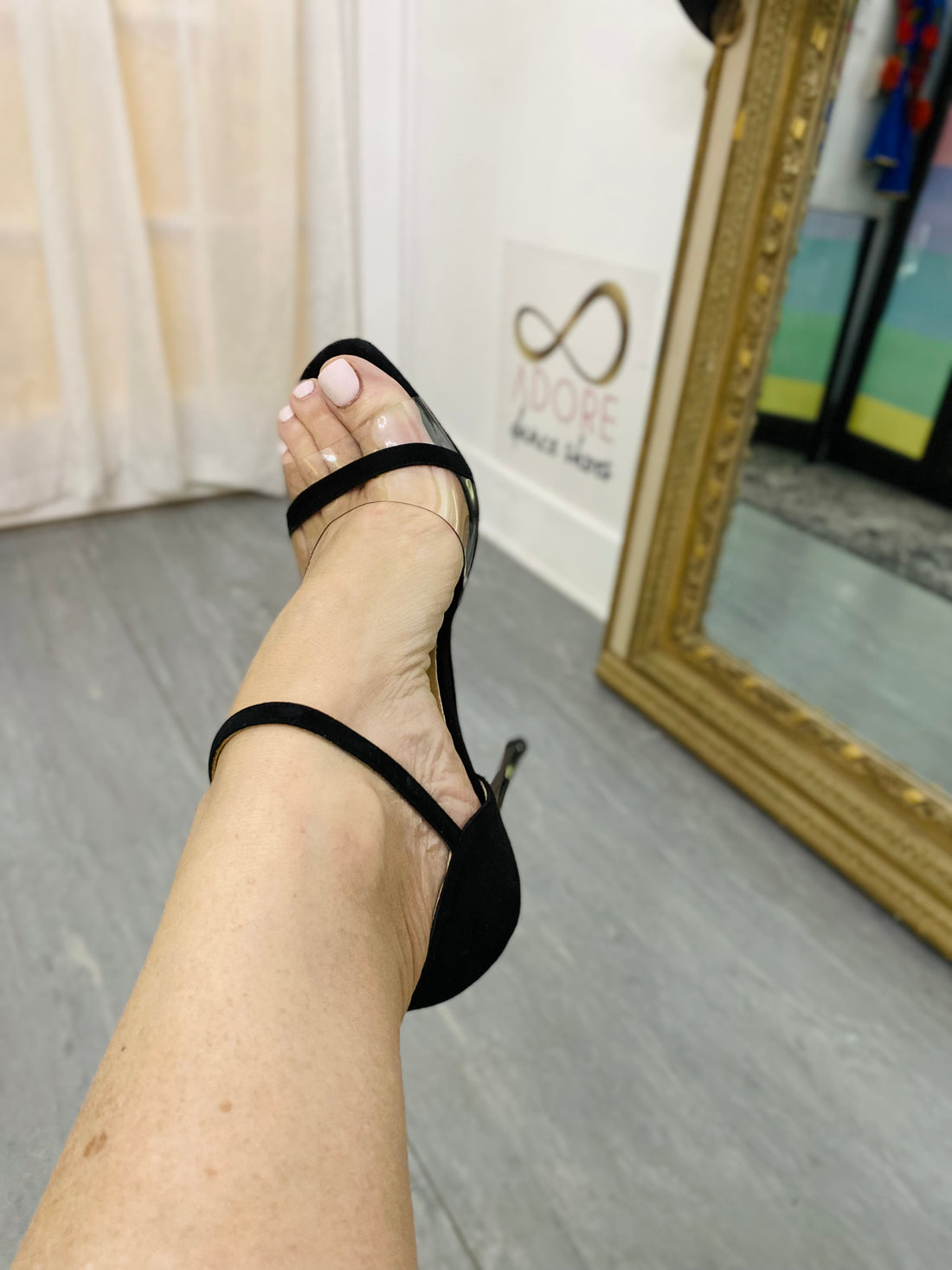 Laila - Acrylic & Black Tango Shoes