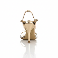 Glass Slipper - Acrylic Gold & Bow Argentine Tango Dance Shoes (Suede Sole)