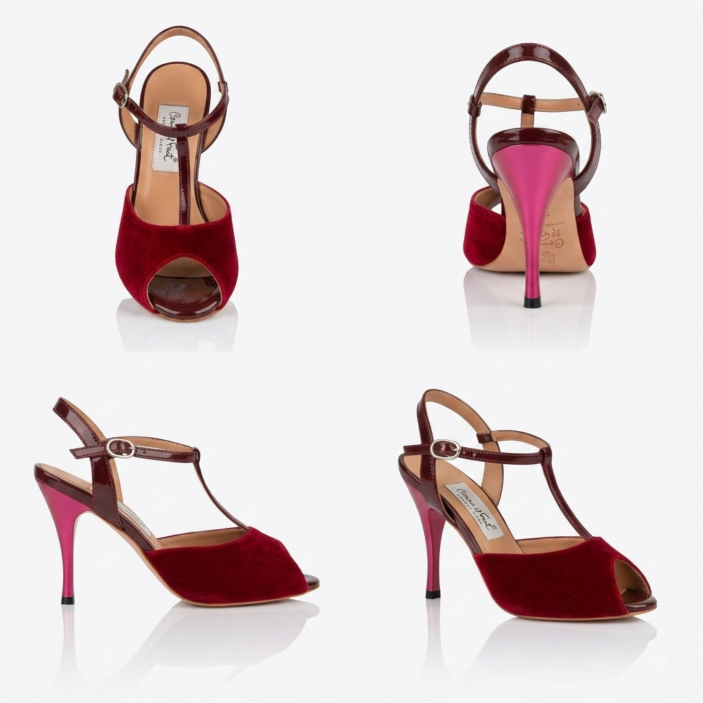 Comme il Faut Wine Velvet - T-strap Argentine Tango Shoes