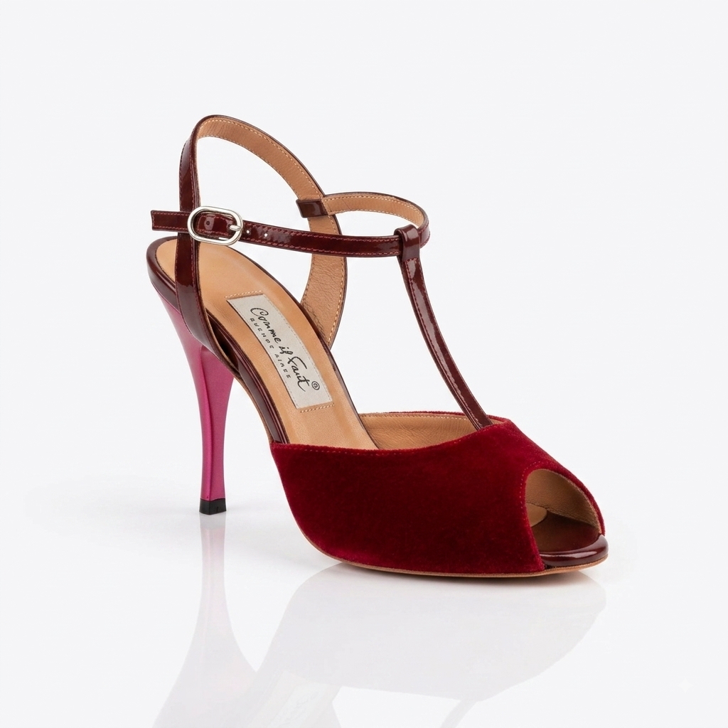Comme il Faut Wine Velvet - T-strap Argentine Tango Shoes