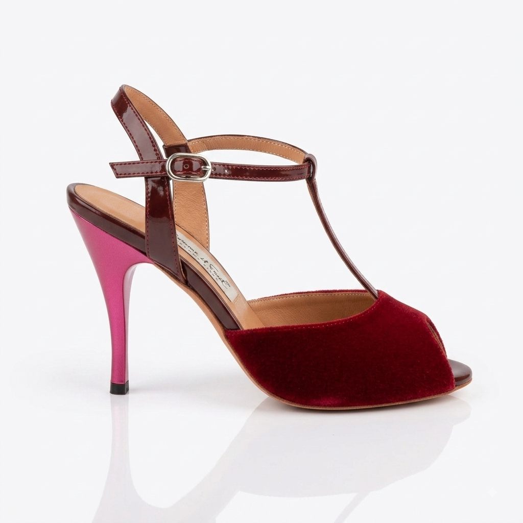 Comme il Faut Wine Velvet - T-strap Argentine Tango Shoes