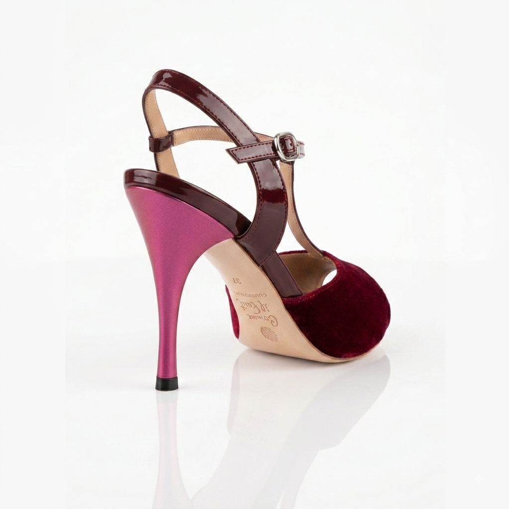 Comme il Faut Wine Velvet - T-strap Argentine Tango Shoes