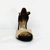 Almond - Nude Patent & Black Suede Tango Shoes