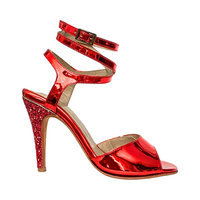 Arigato - Red Metallic & Glitter Stars Heel Tango Dance Shoes (Leather Sole)