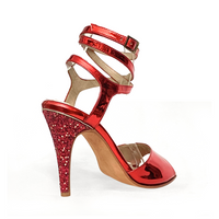 Arigato - Red Metallic & Glitter Stars Heel Tango Dance Shoes (Leather Sole)