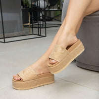 Footbed Platform Slide Sandals