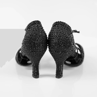 Abelia Black Rhinestone Double Padded Dance Shoes (Suede Sole)