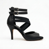 Diva Open Toe Stiletto Sandals Dance Shoes (Black)