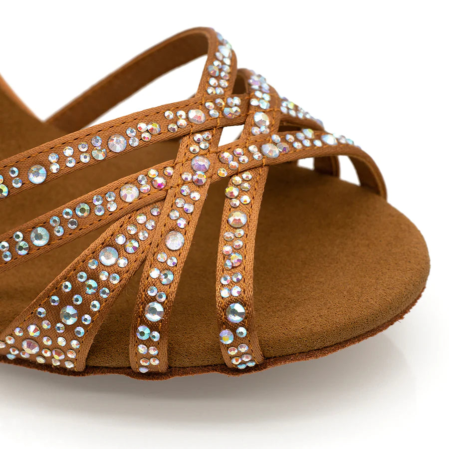 Gold Glitter T Straps Ballroom Latin Salsa Waltz Dance Shoes
