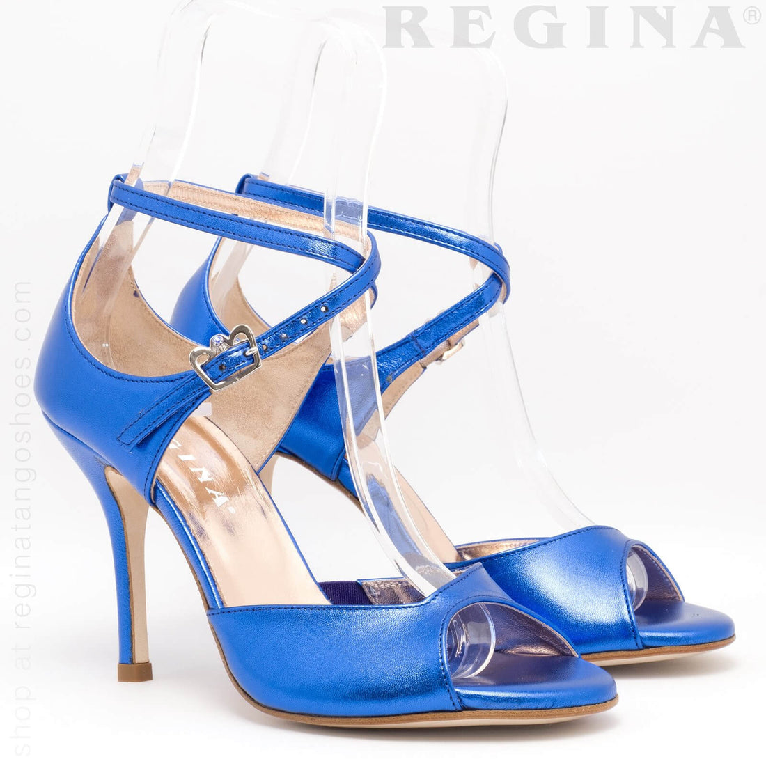 Buenos Aires- Shimmery Blue Tango Shoes Leather Sole