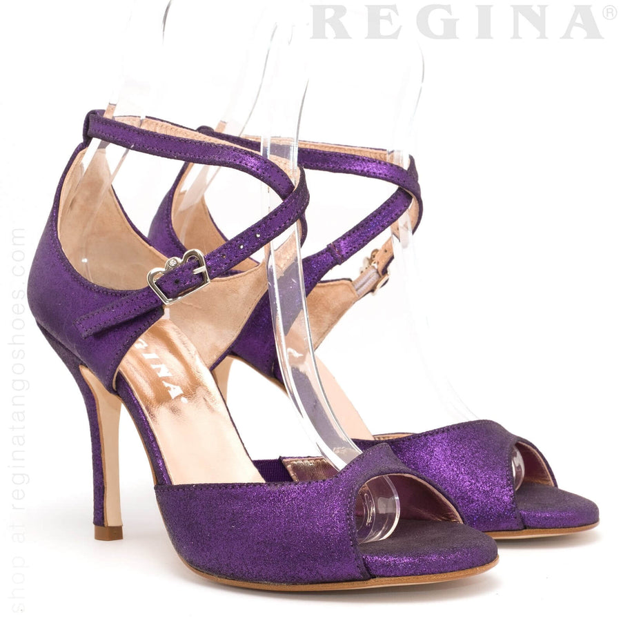 Buenos Aires- Shimmery Purple Tango Shoes Leather Sole