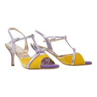 Kyoto Tango Shoes in Yellow Velvet with Purple Accents