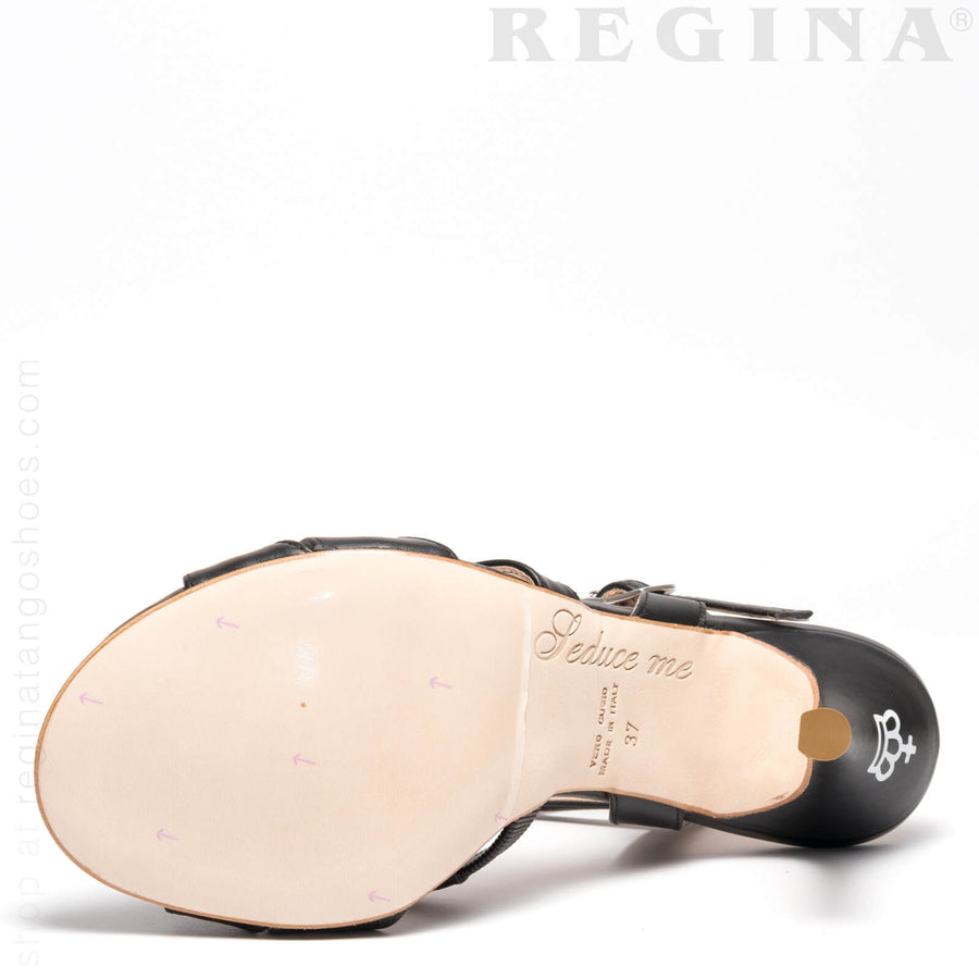 Recoleta Twins - Black Leather Tango Shoes Leather Sole