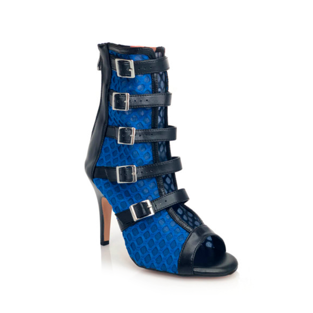 Riley - Fishnet with Buckle Straps Dance Boots (Street Sole)