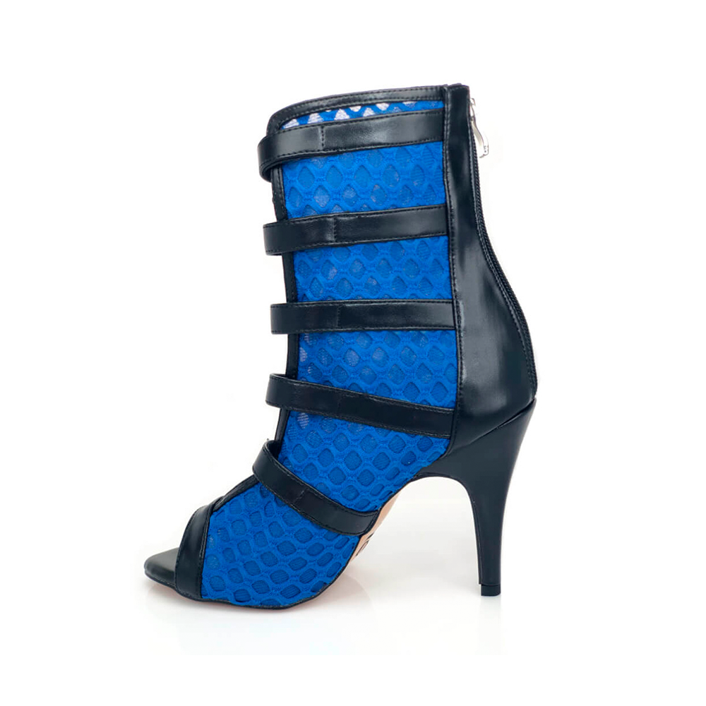 Riley - Fishnet with Buckle Straps Dance Boots (Street Sole)